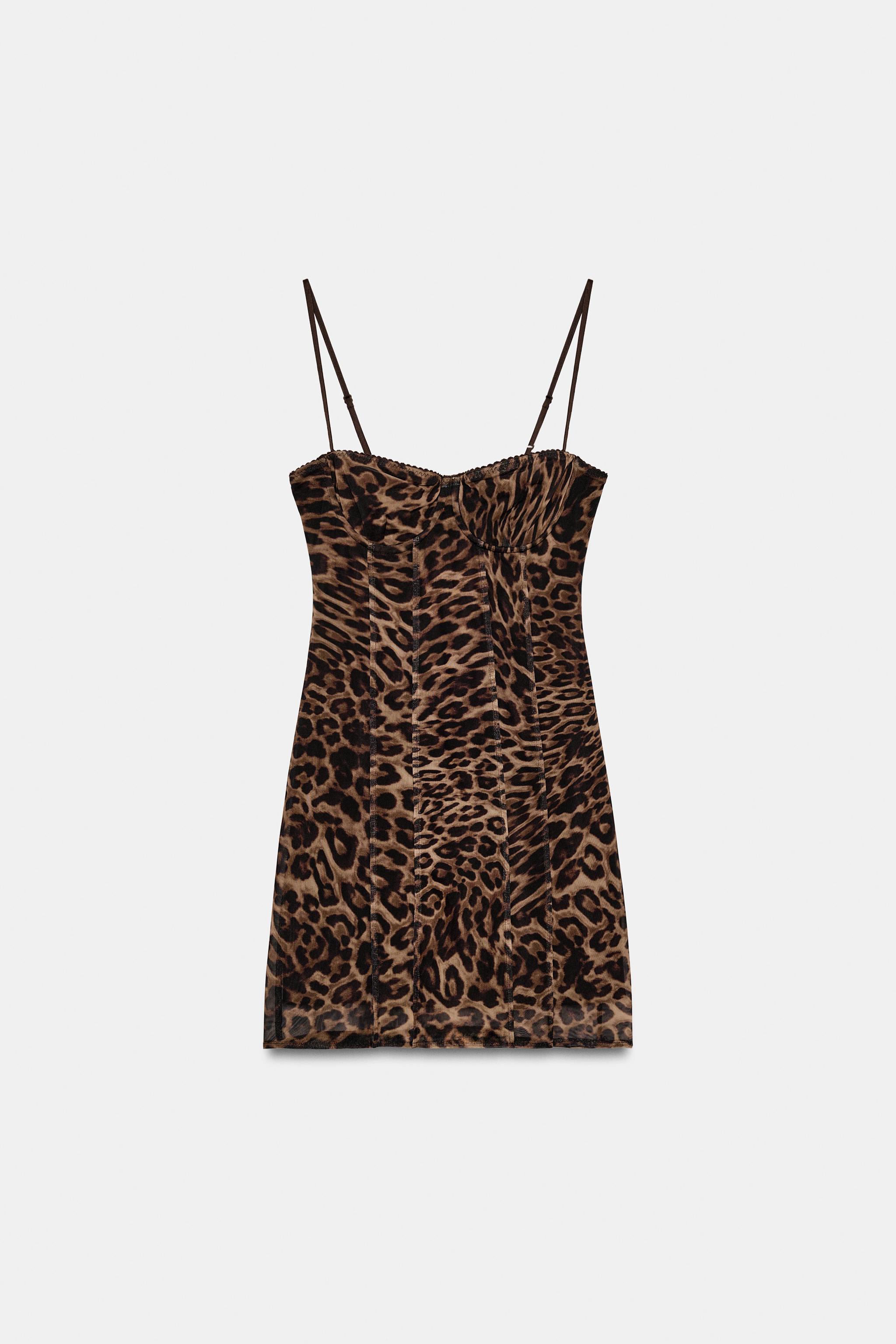 ROBE CORSET EN TULLE À IMPRIMÉ ANIMALIER